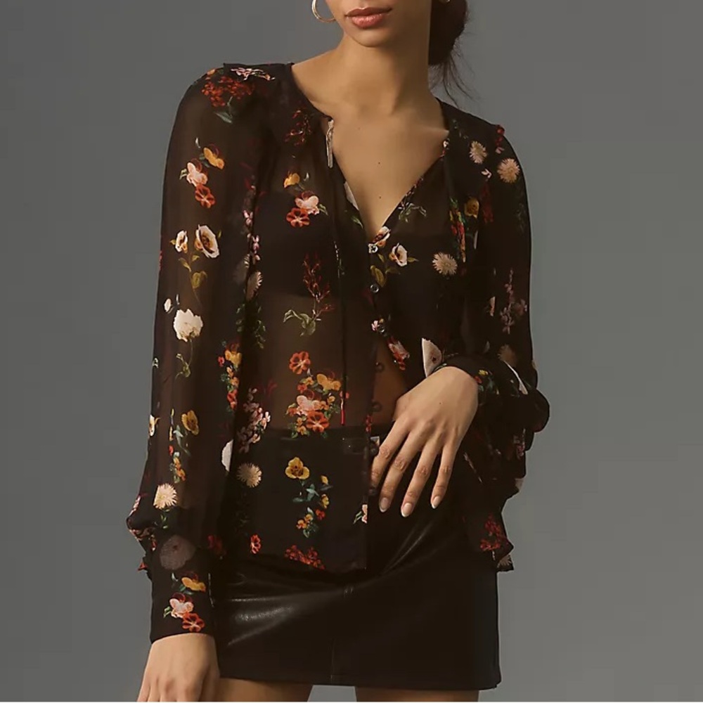 Maeve Sheer Buttondown Blouse